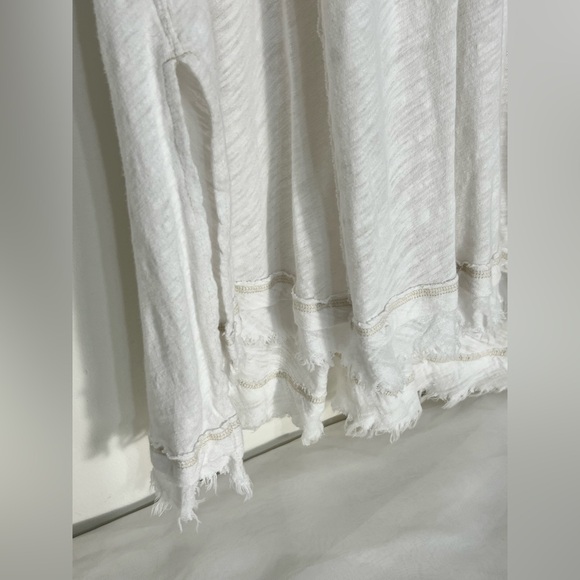 Free People Aster Henley Oversized Boho White Short Sleeved Top Medium - Picture 3 of 13